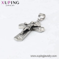 34424 xuping diseño simple moda acero inoxidable joyas negro pistola color cruz colgante